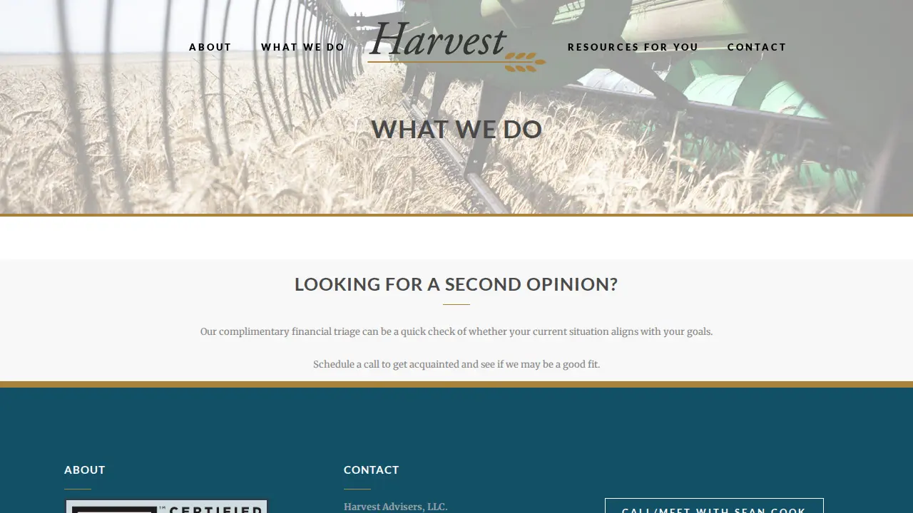 Harvest Advisers page