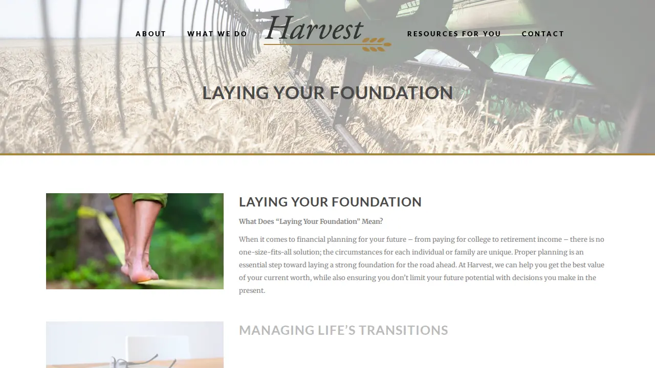 Harvest Advisers page