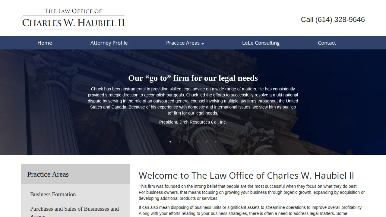 The Law Office of Charles W. Haubiel II website