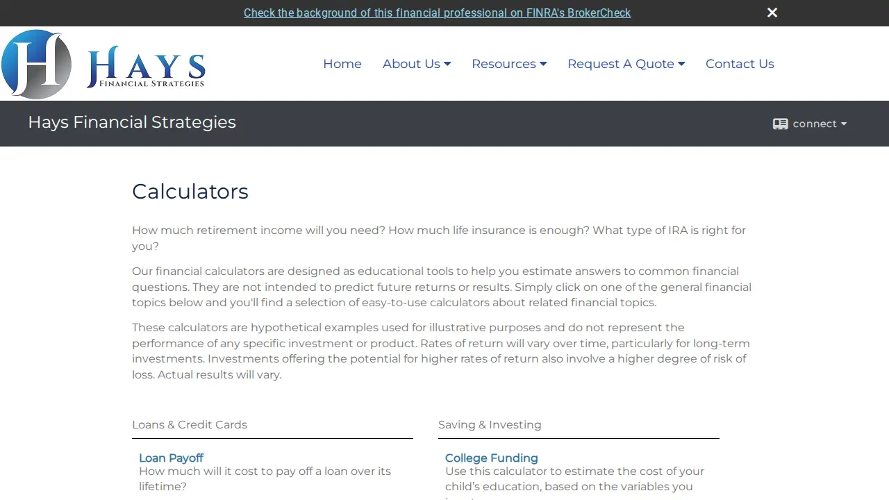 Hays Financial Strategies page