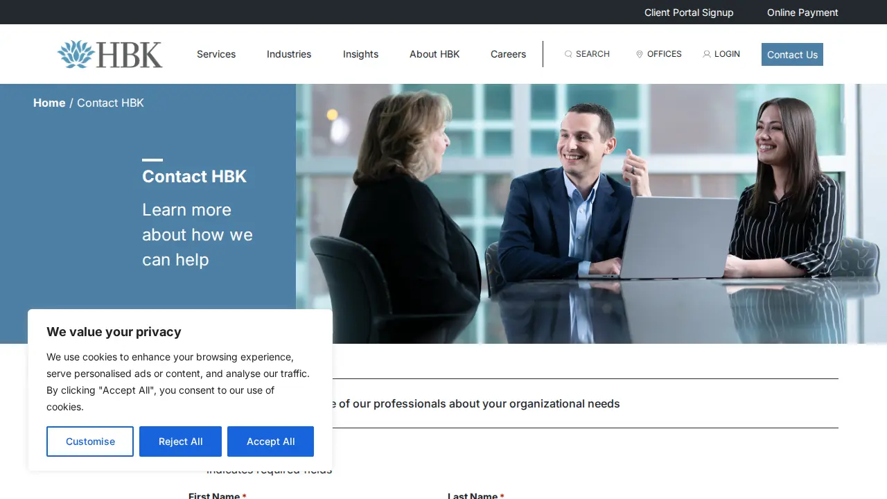 HBK CPAs & Consultants page