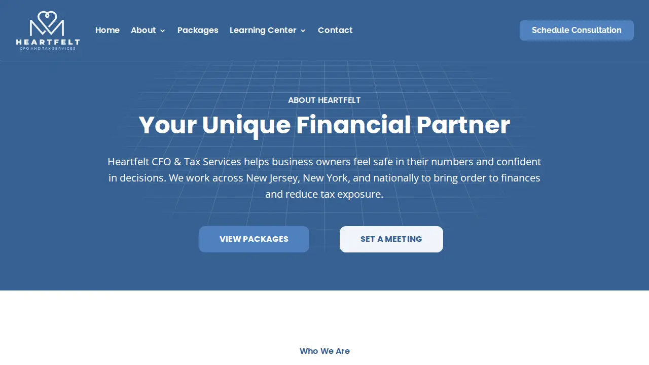 Heartfelt CFO & Tax Services page