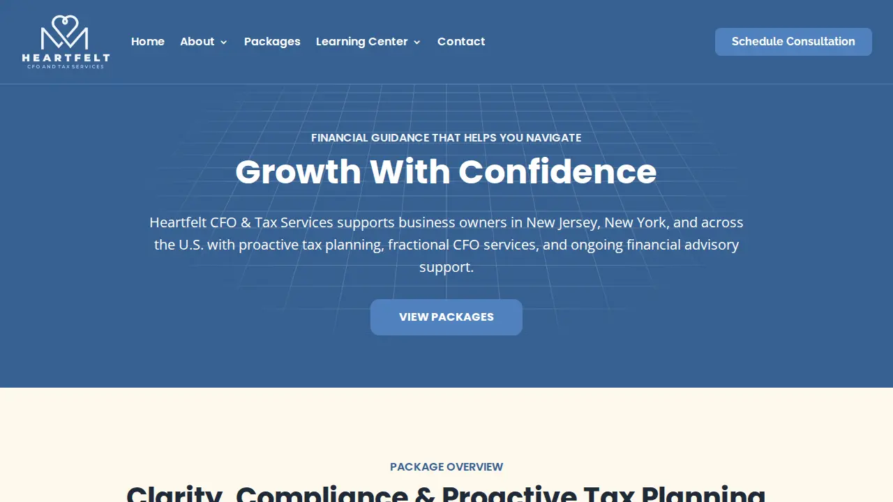 Heartfelt CFO & Tax Services page