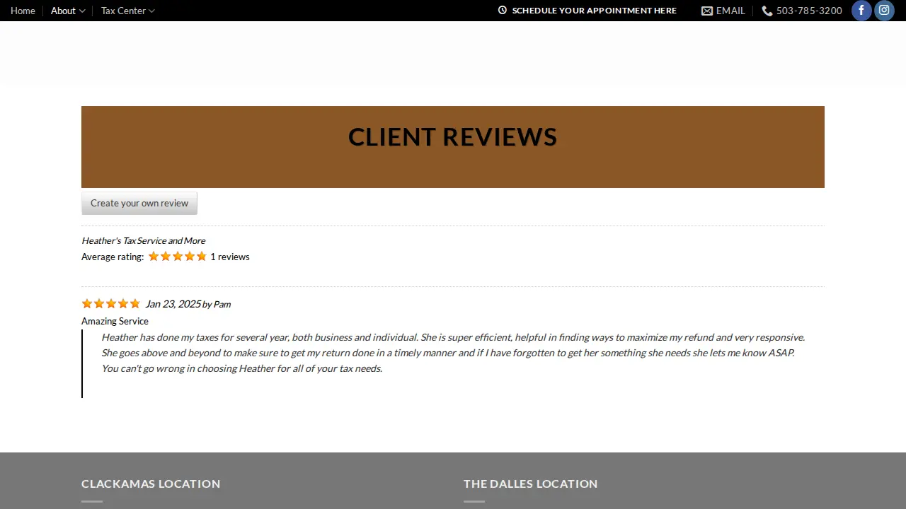 Heather's Tax Service and More page
