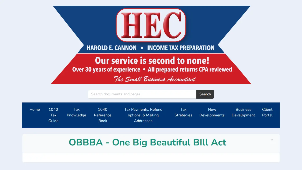 HEC Tax Services page