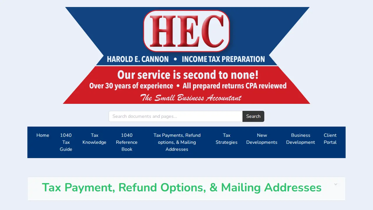 HEC Tax Services page