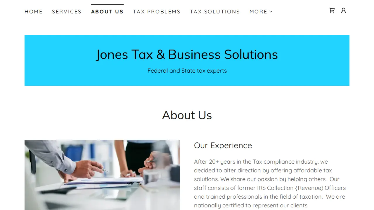 Jones Tax & Business Solutions page
