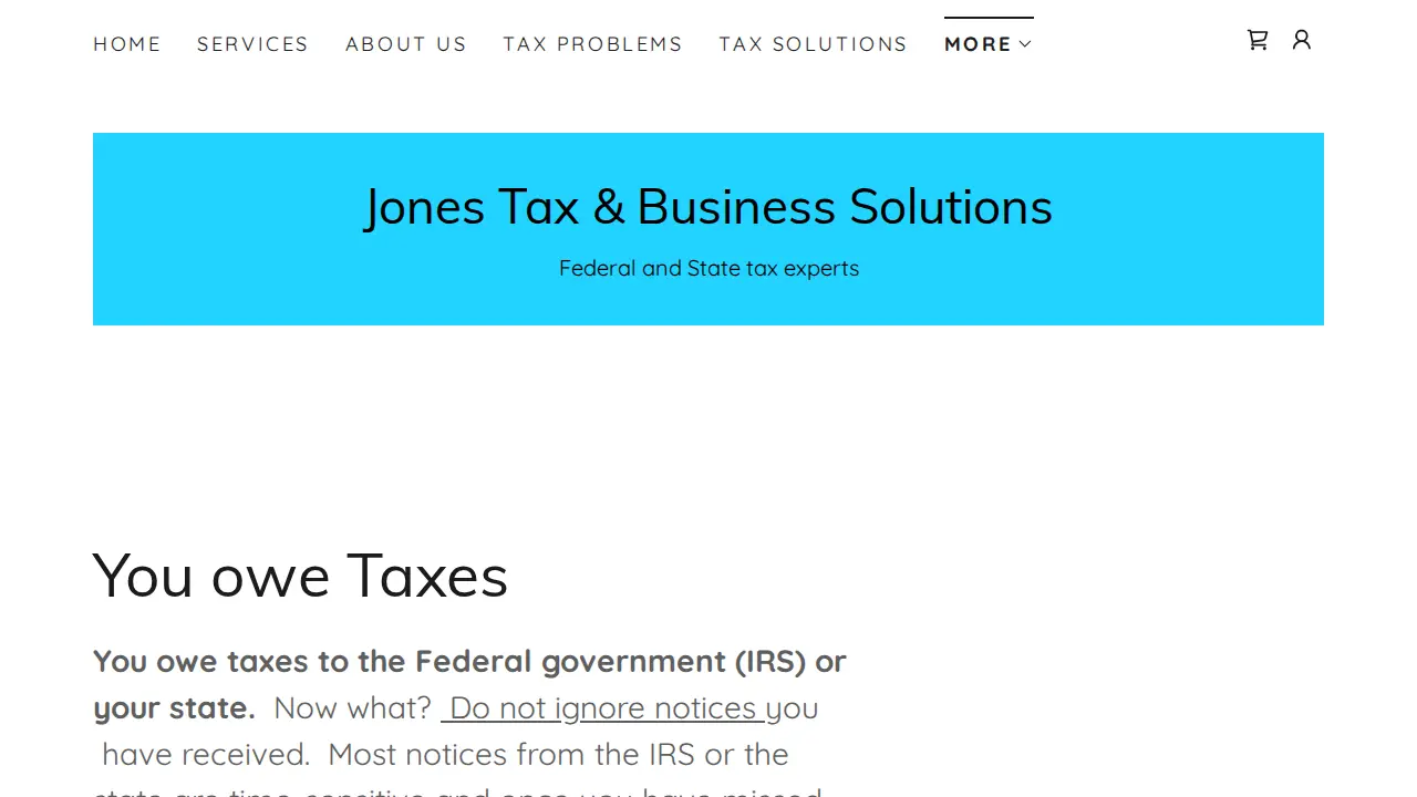 Jones Tax & Business Solutions page