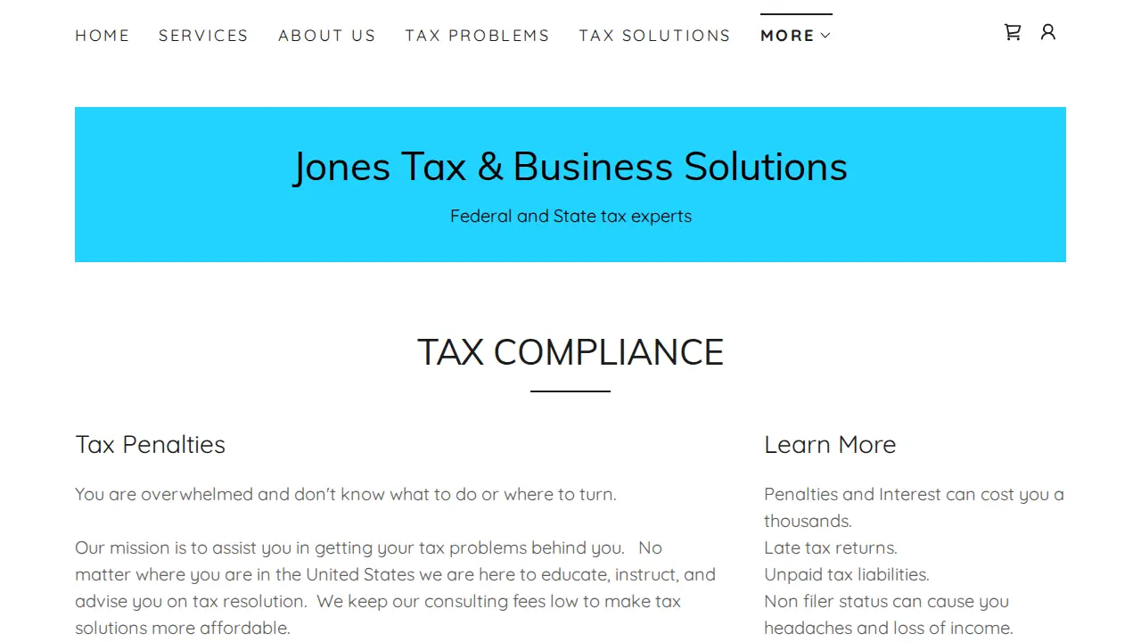 Jones Tax & Business Solutions page