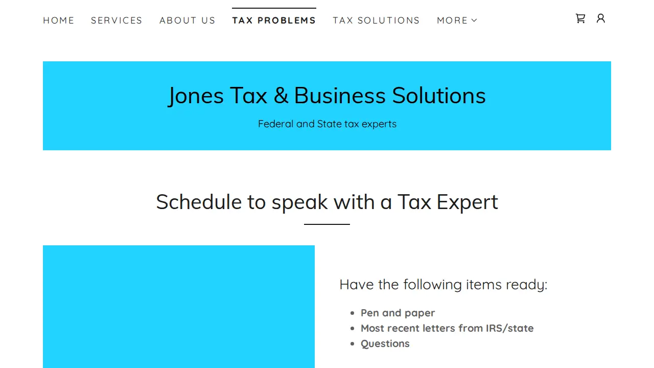 Jones Tax & Business Solutions page