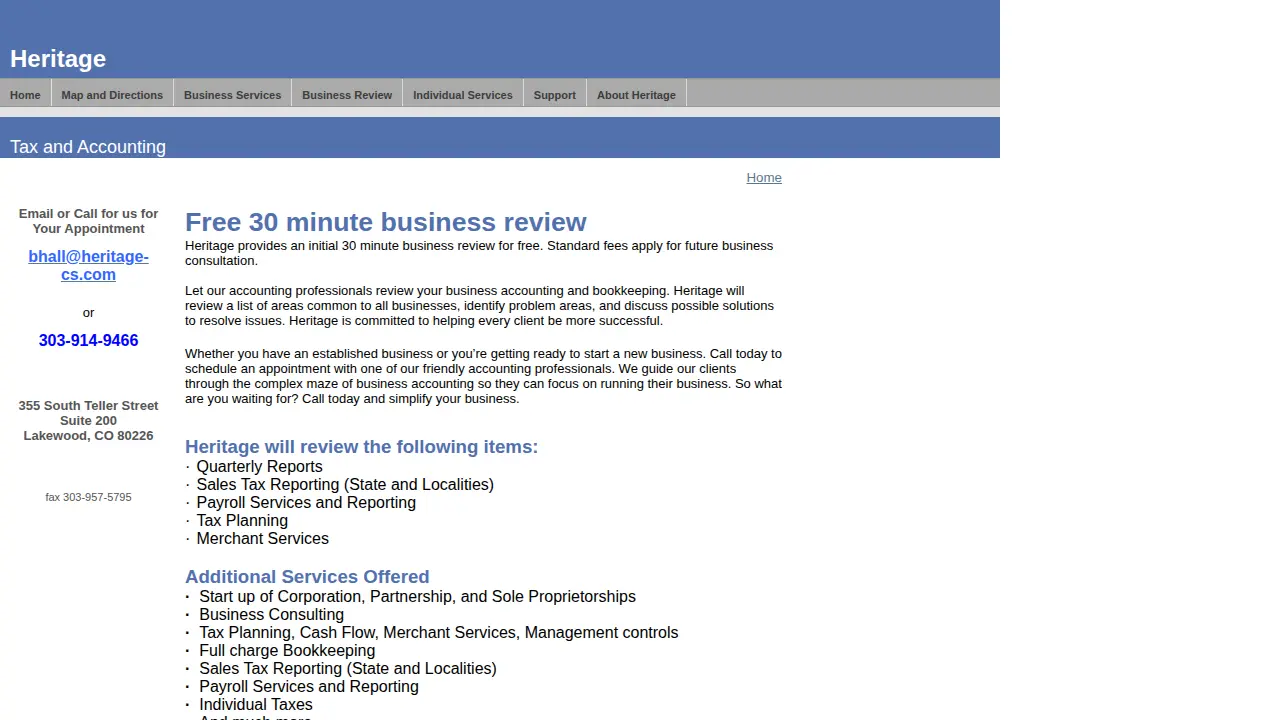Heritage Tax & Accounting page