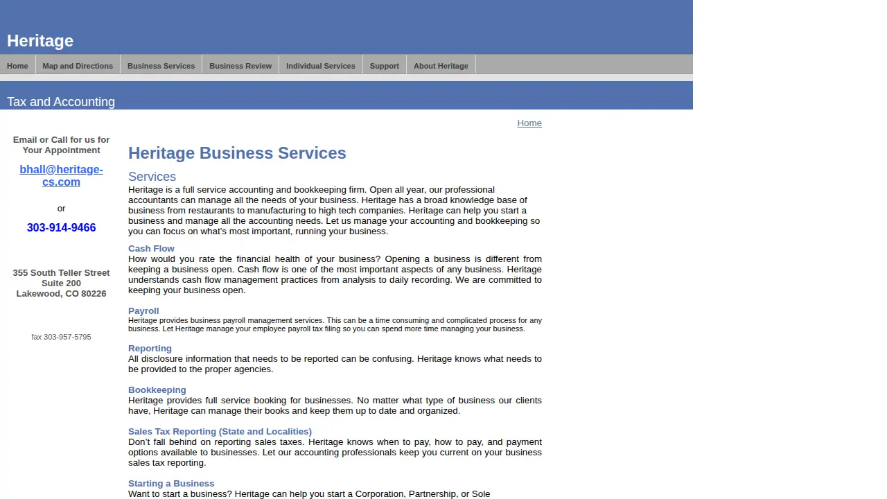Heritage Tax & Accounting page