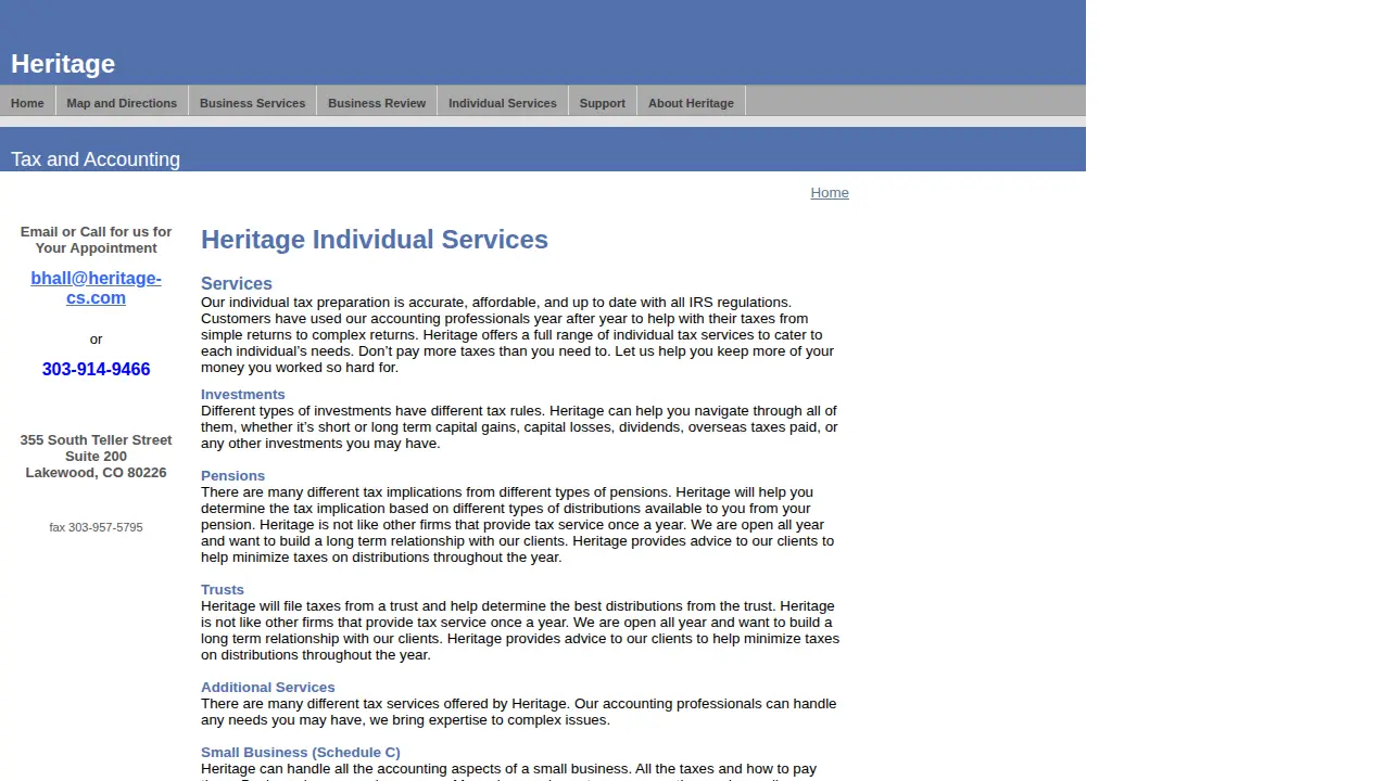 Heritage Tax & Accounting page