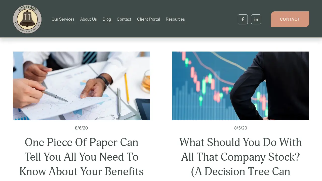 Heritage Retirement Advisors page
