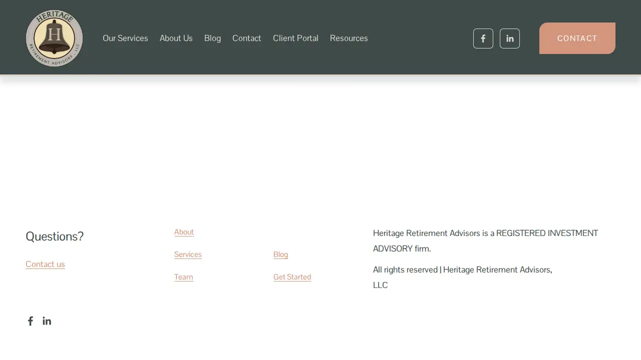 Heritage Retirement Advisors page