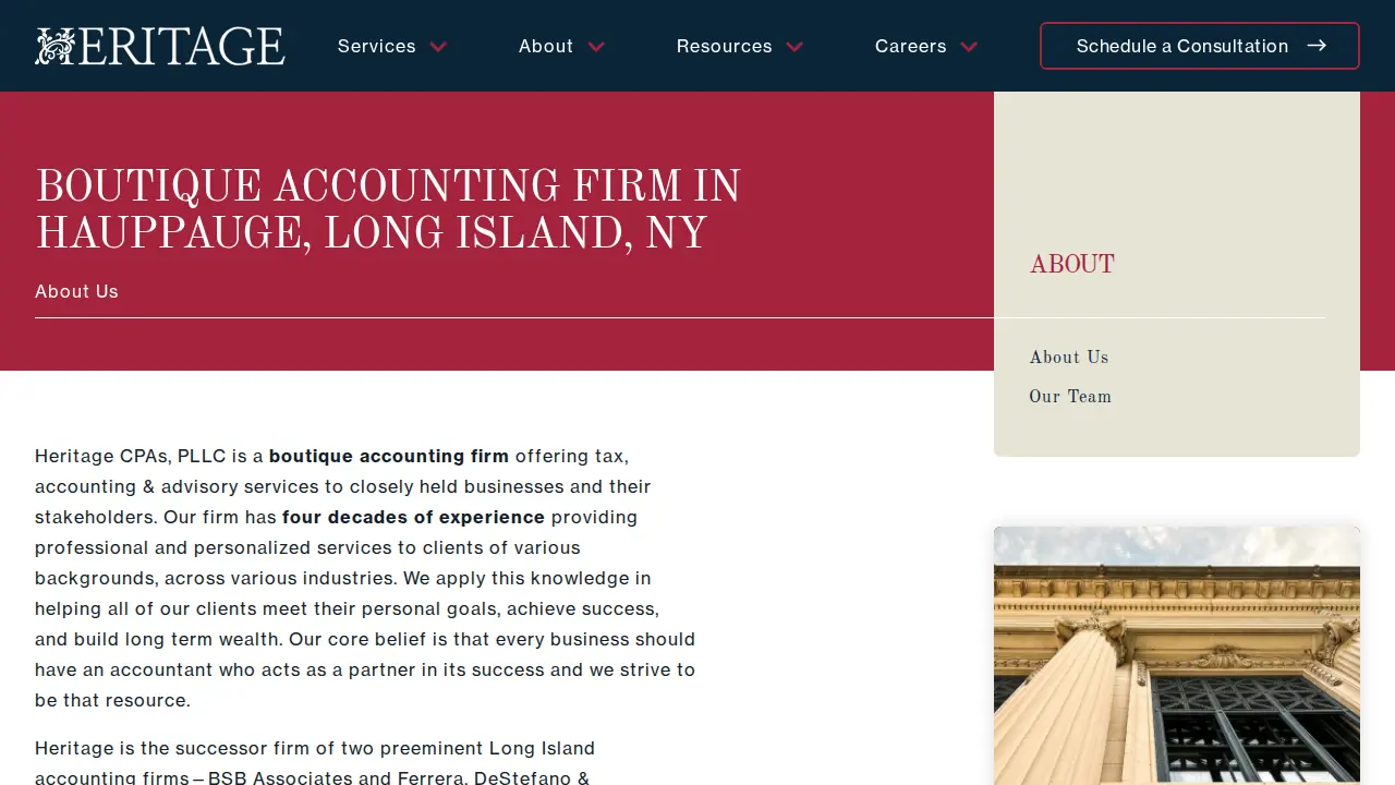 Heritage Accountants & Advisors page