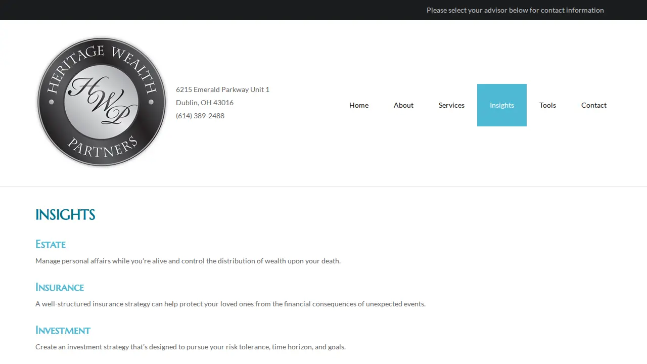 Heritage Wealth Partners page