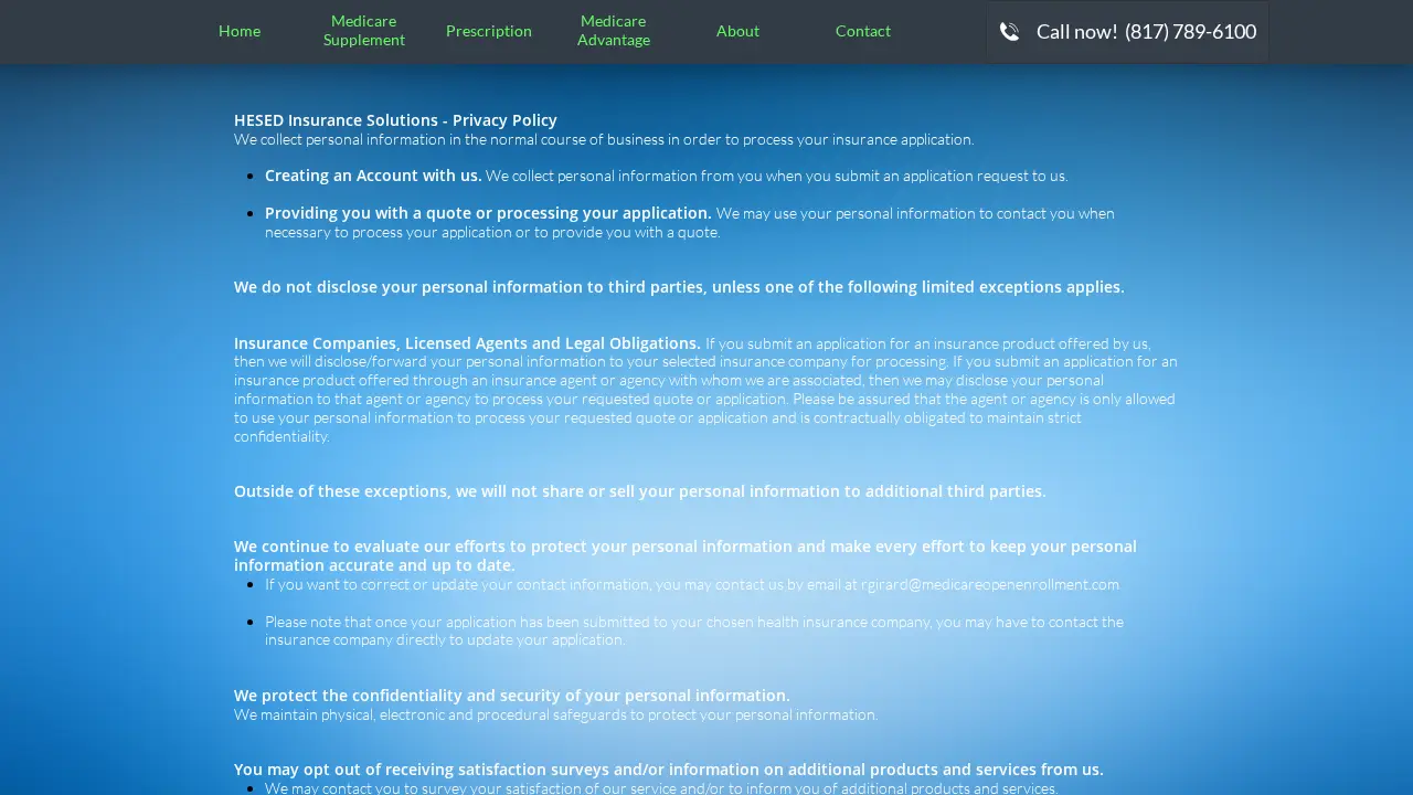Hesed Insurance Solutions page