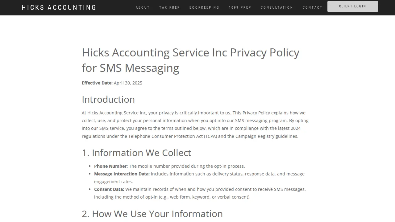 Hicks Accounting Service Inc. page