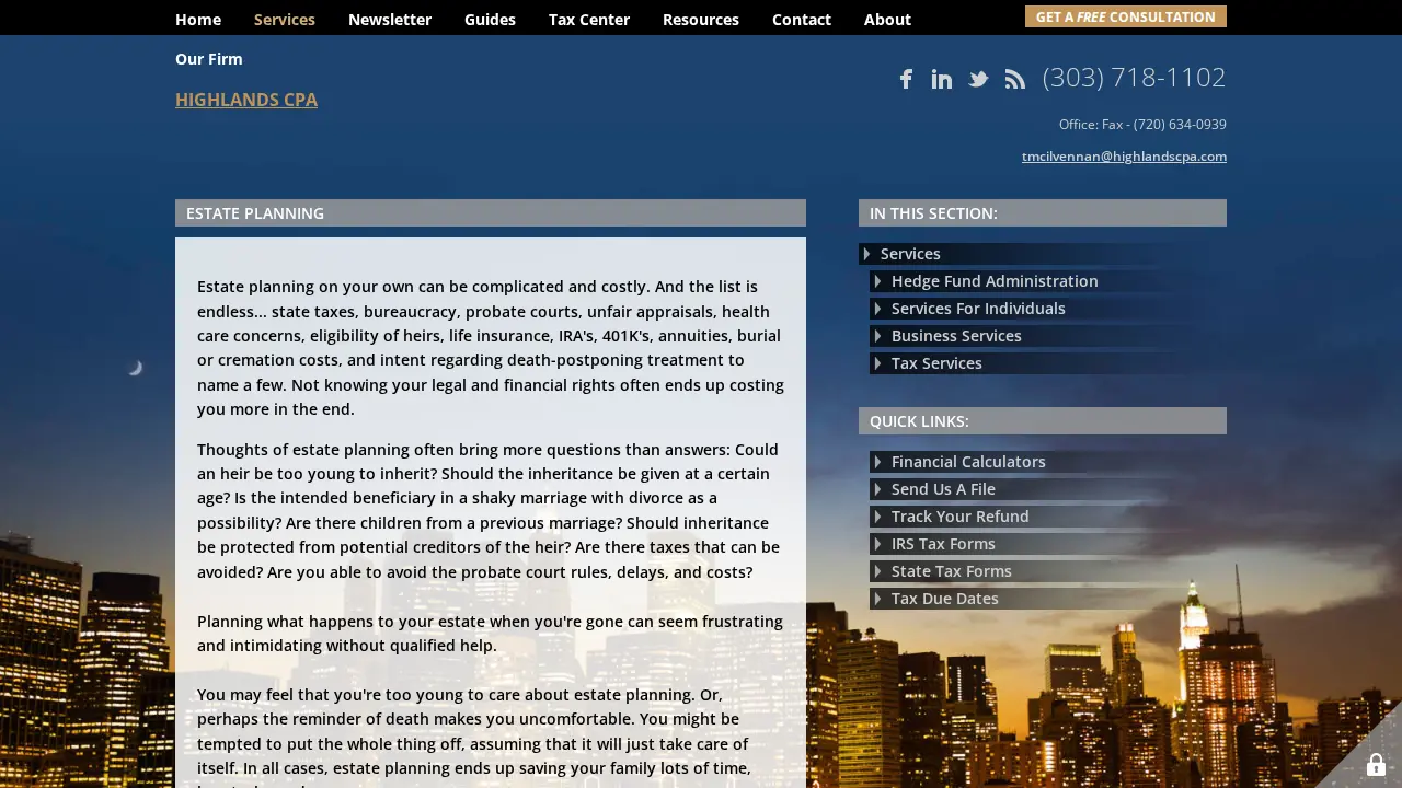 Highlands CPA, LLC page