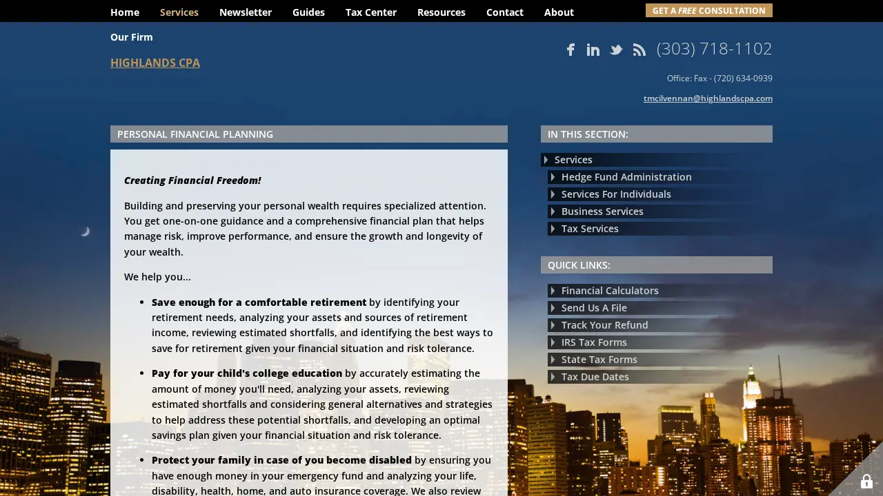 Highlands CPA, LLC page