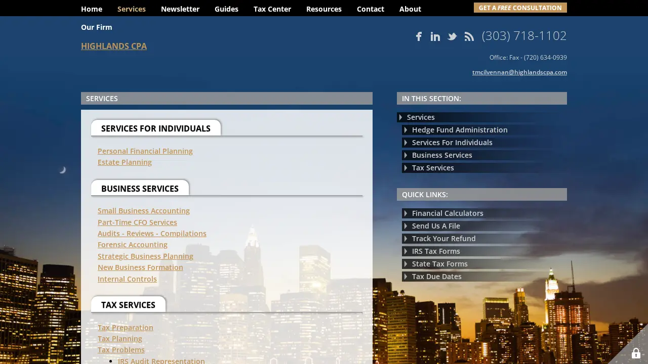 Highlands CPA, LLC page