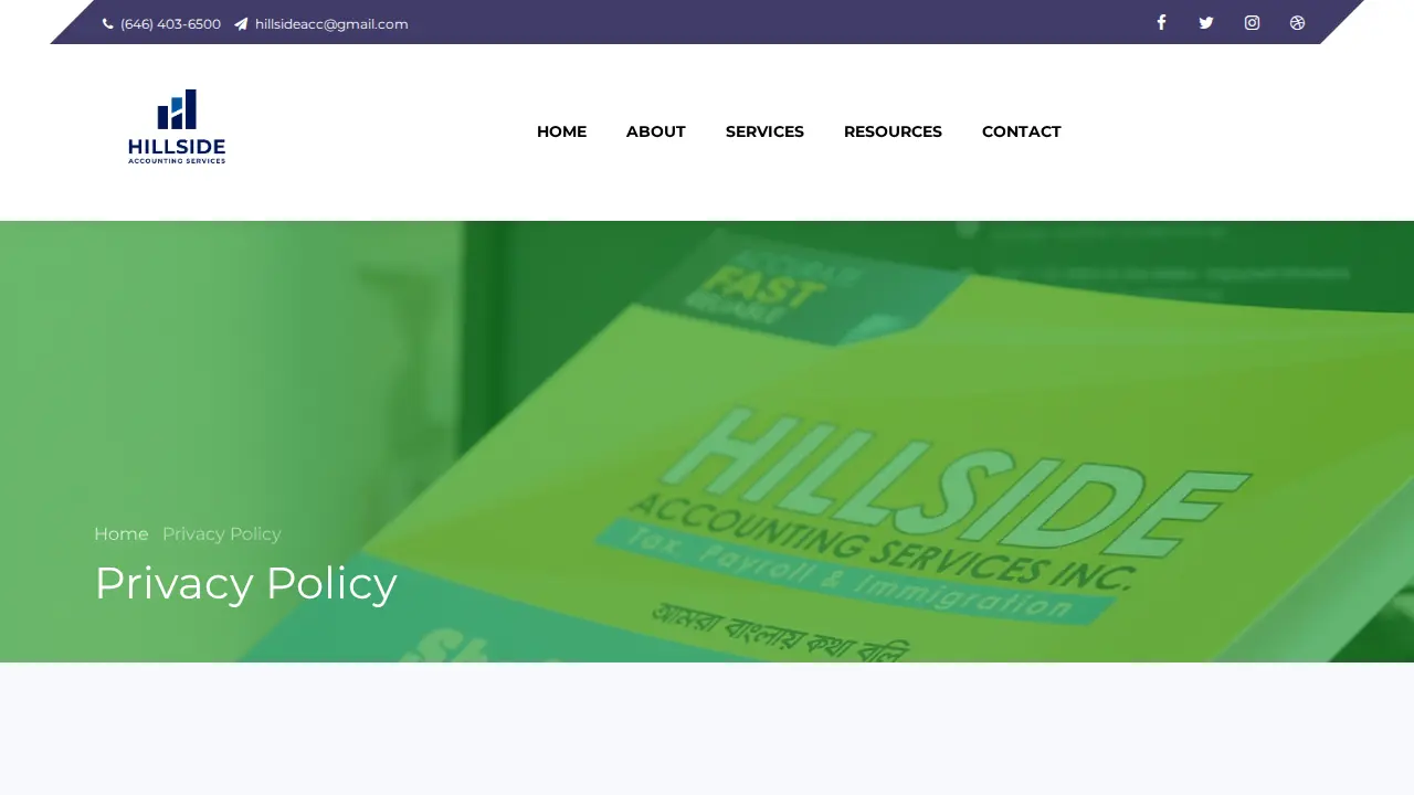 Hillside Accounting Services page
