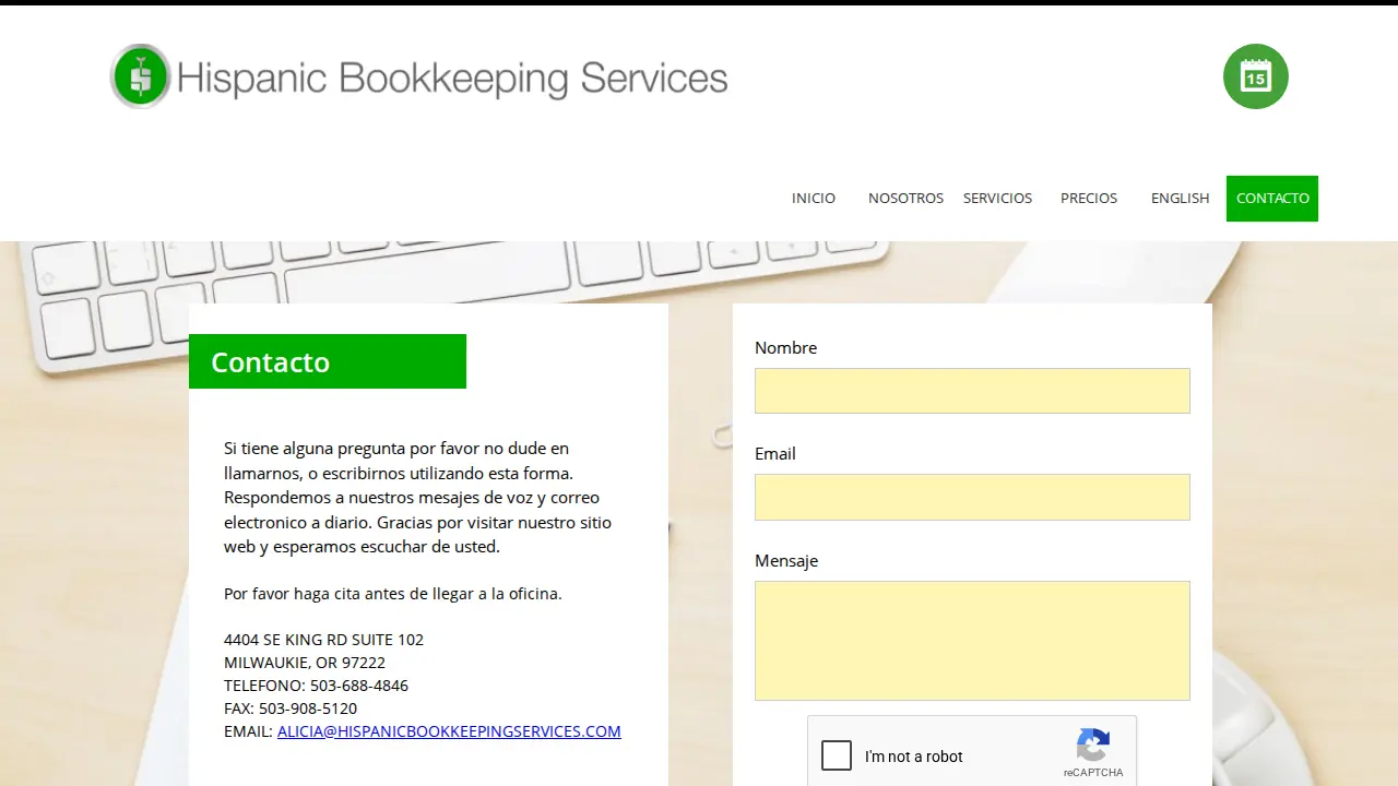 Hispanic Bookkeeping Services page