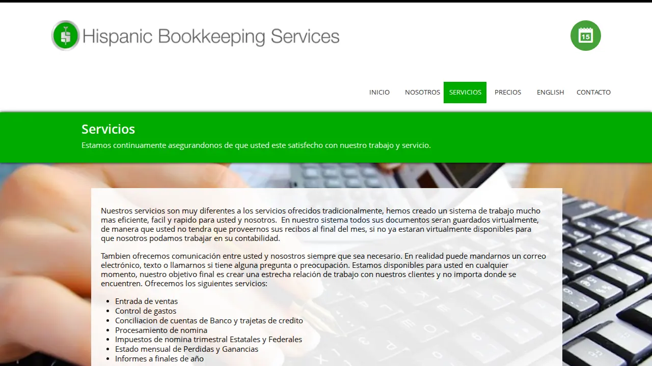 Hispanic Bookkeeping Services page