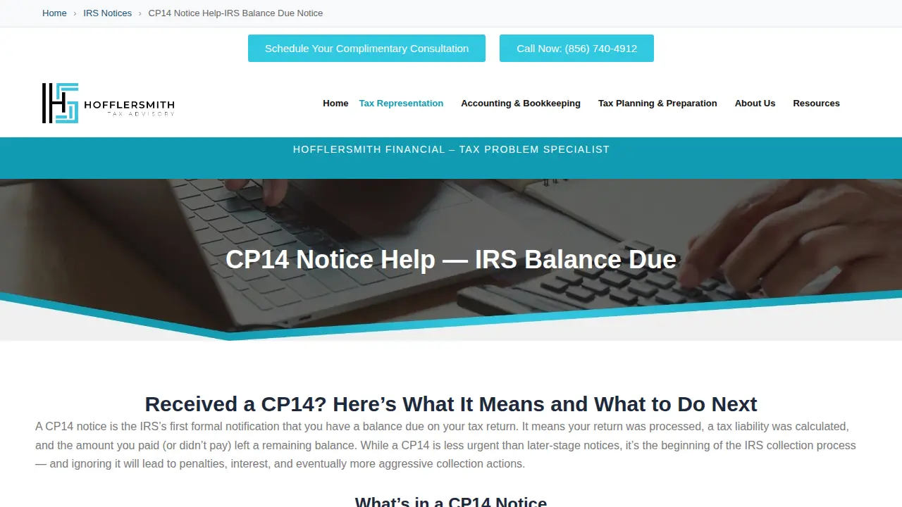 HofflerSmith Financial Services page