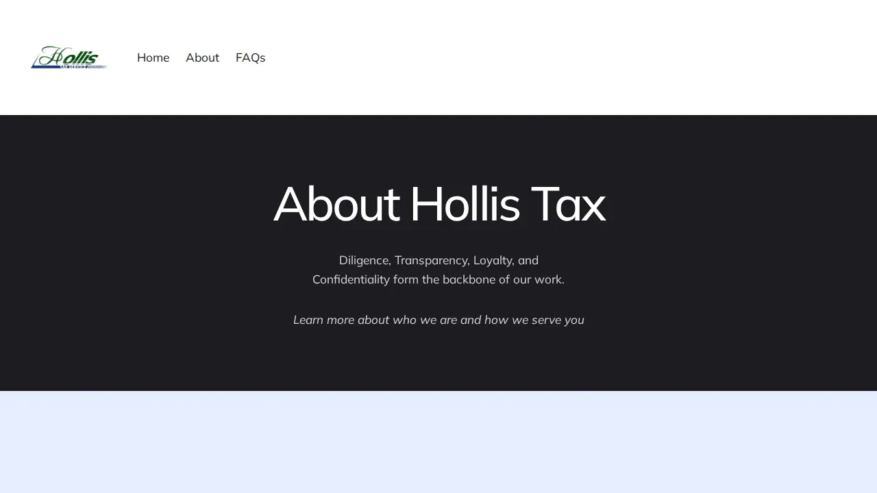 Hollis Tax page