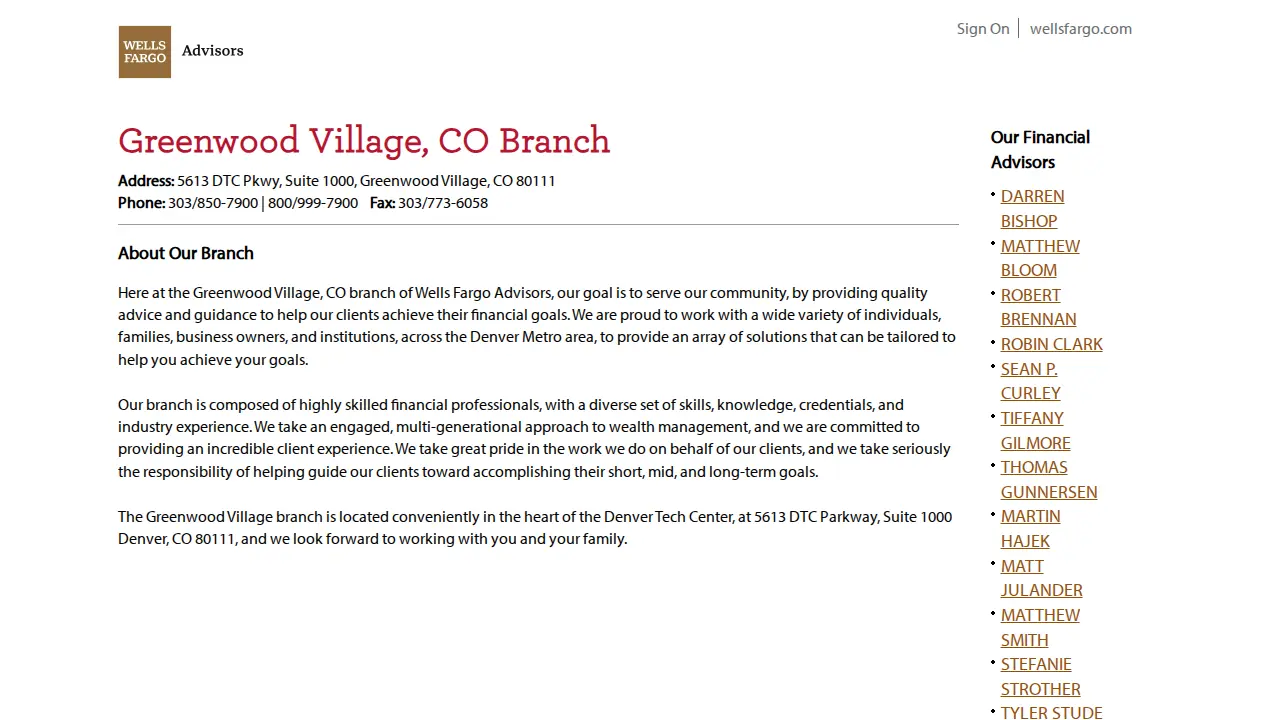 Wells Fargo Advisors website