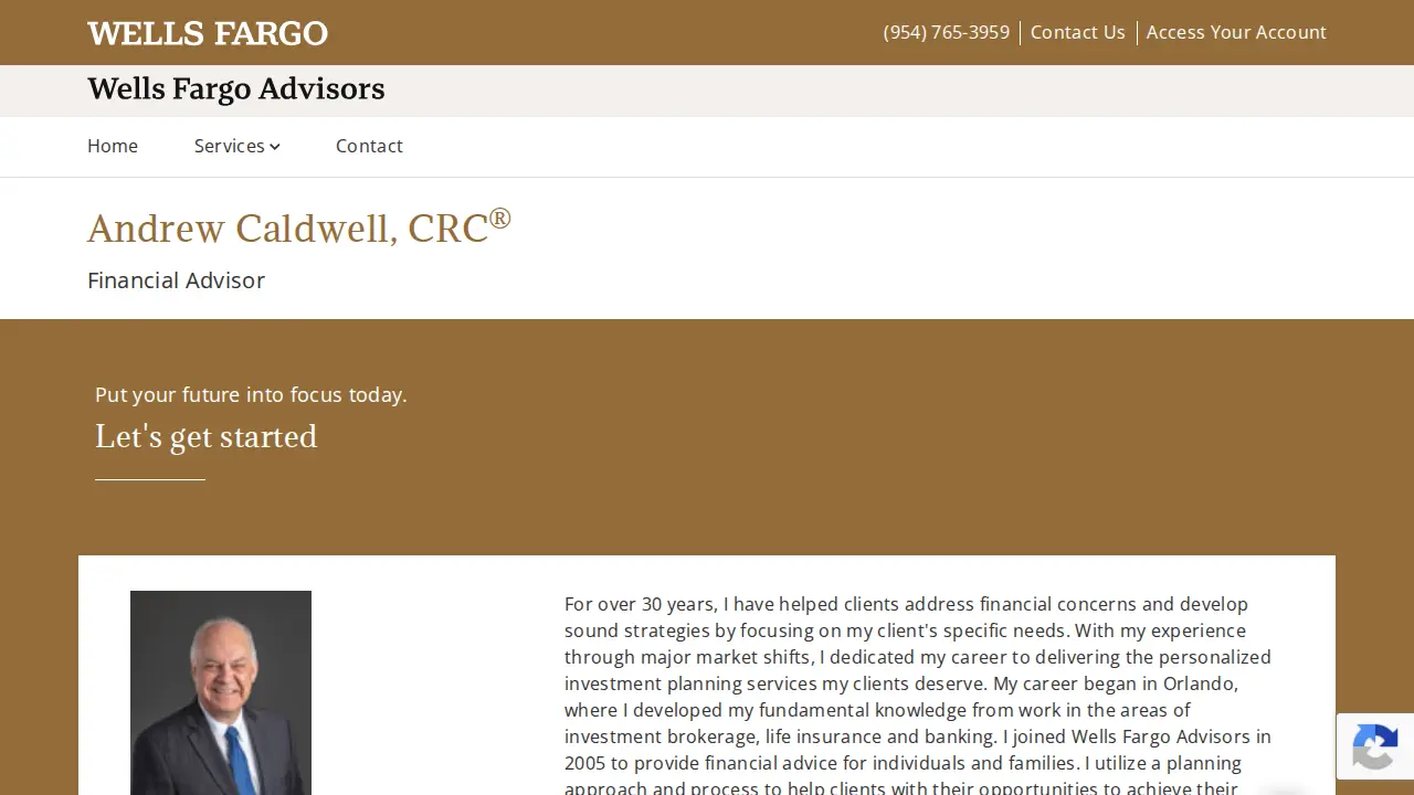 Wells Fargo Advisors page