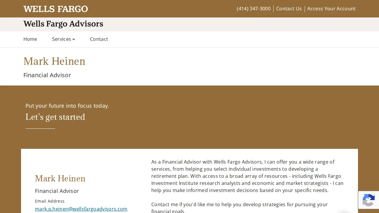 Wells Fargo Advisors page