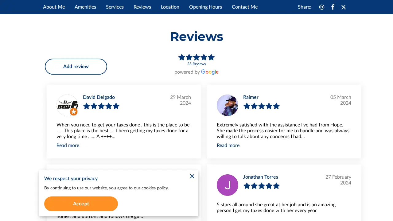 Hope Tax Services page