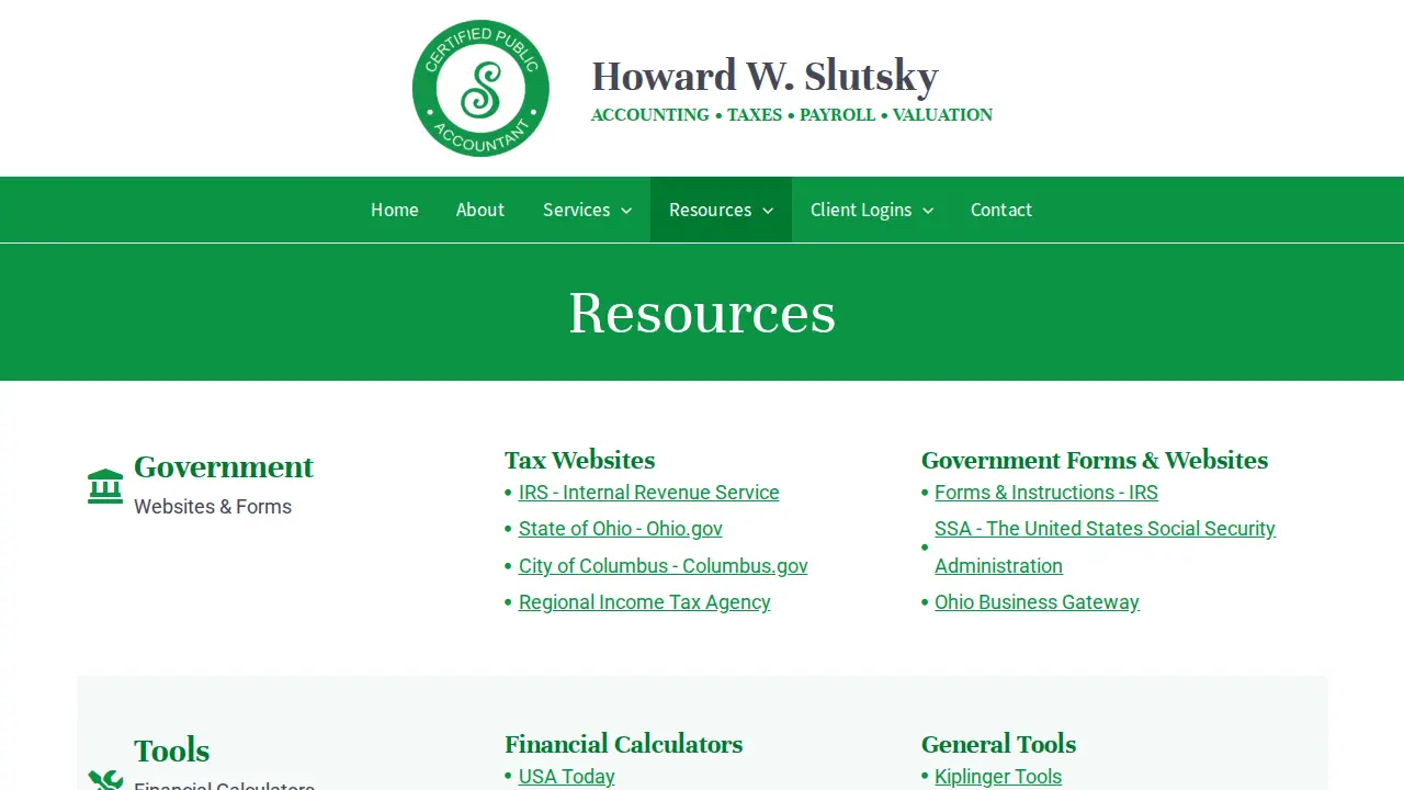 Howard W Slutsky CPA page