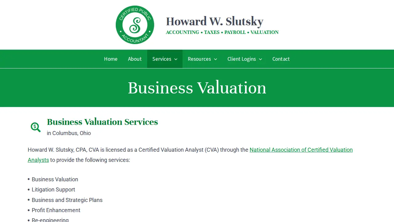 Howard W Slutsky CPA page