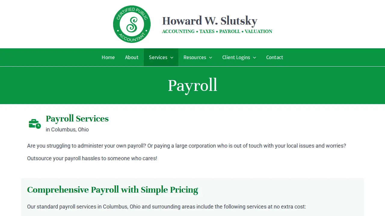 Howard W Slutsky CPA page