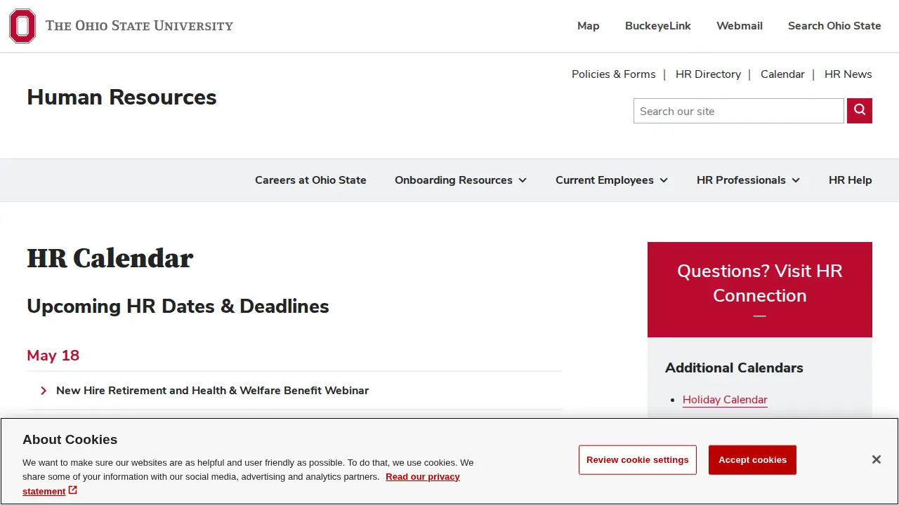 Ohio State University Human Resources page