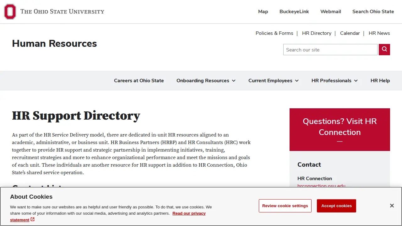 Ohio State University Human Resources page