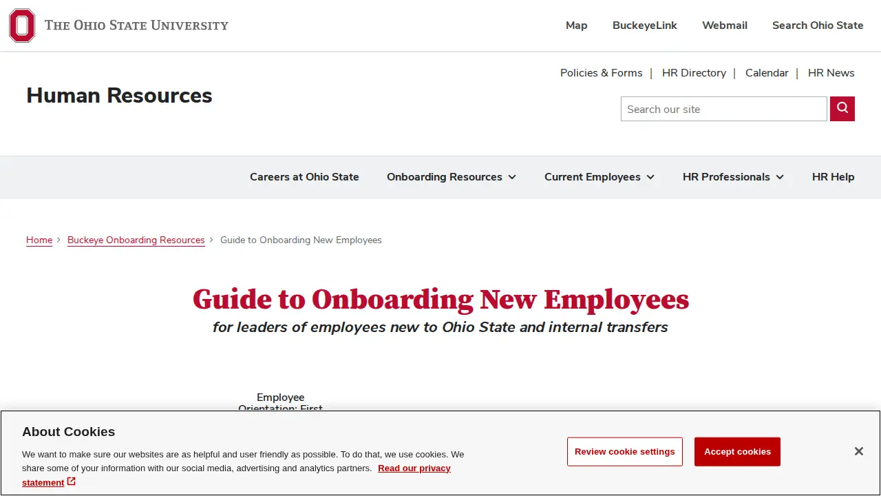 Ohio State University Human Resources page