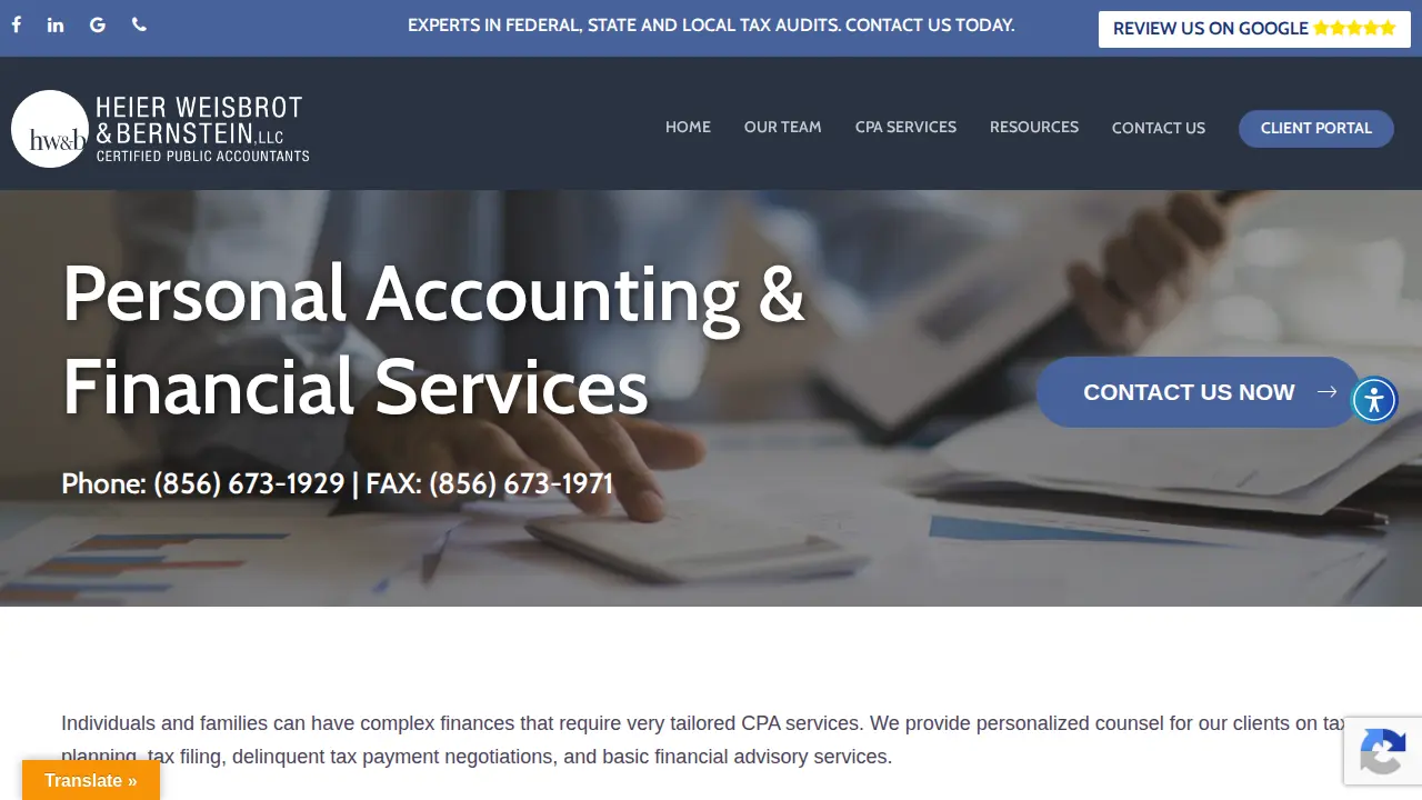Heier Weisbrot & Bernstein Accounting Services page