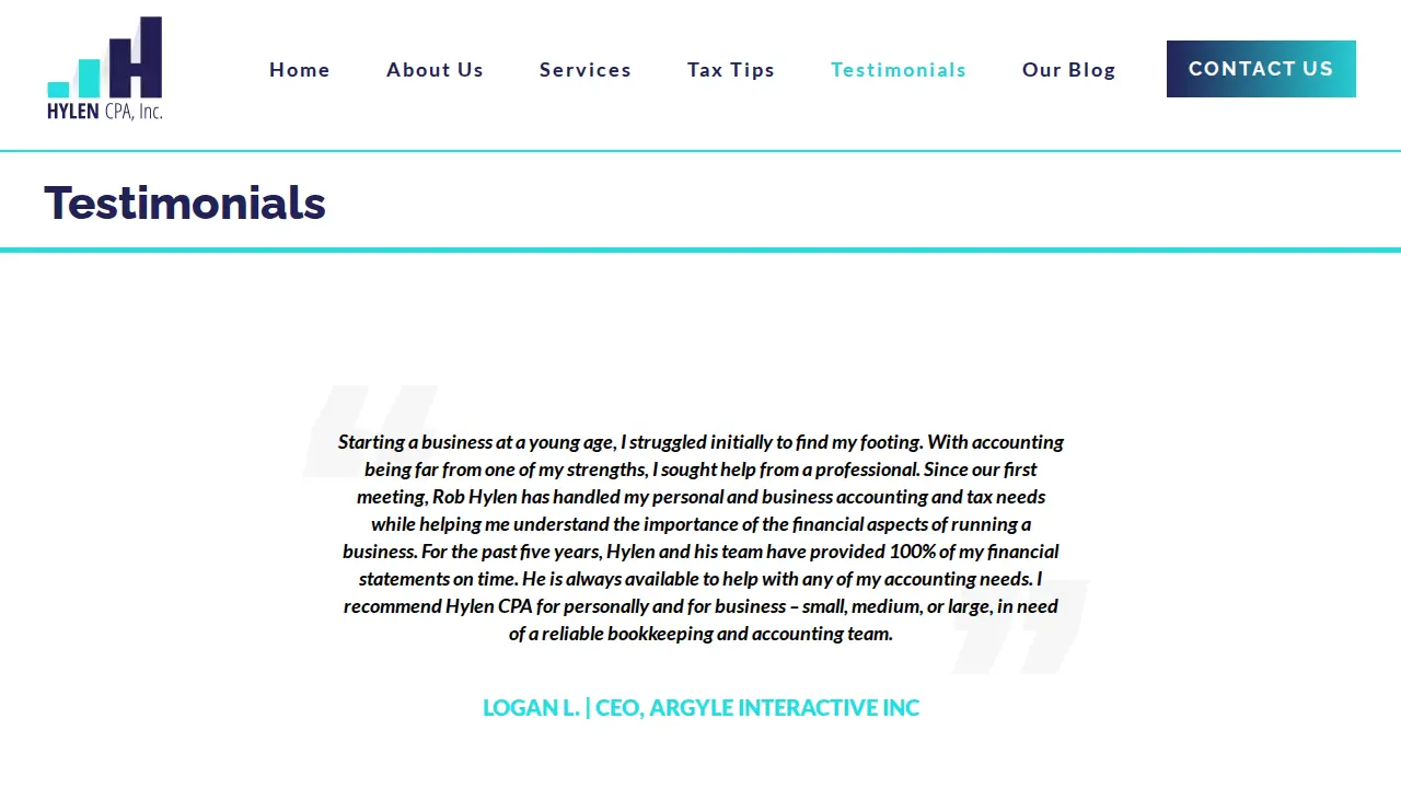 Hylen CPA, Inc. page