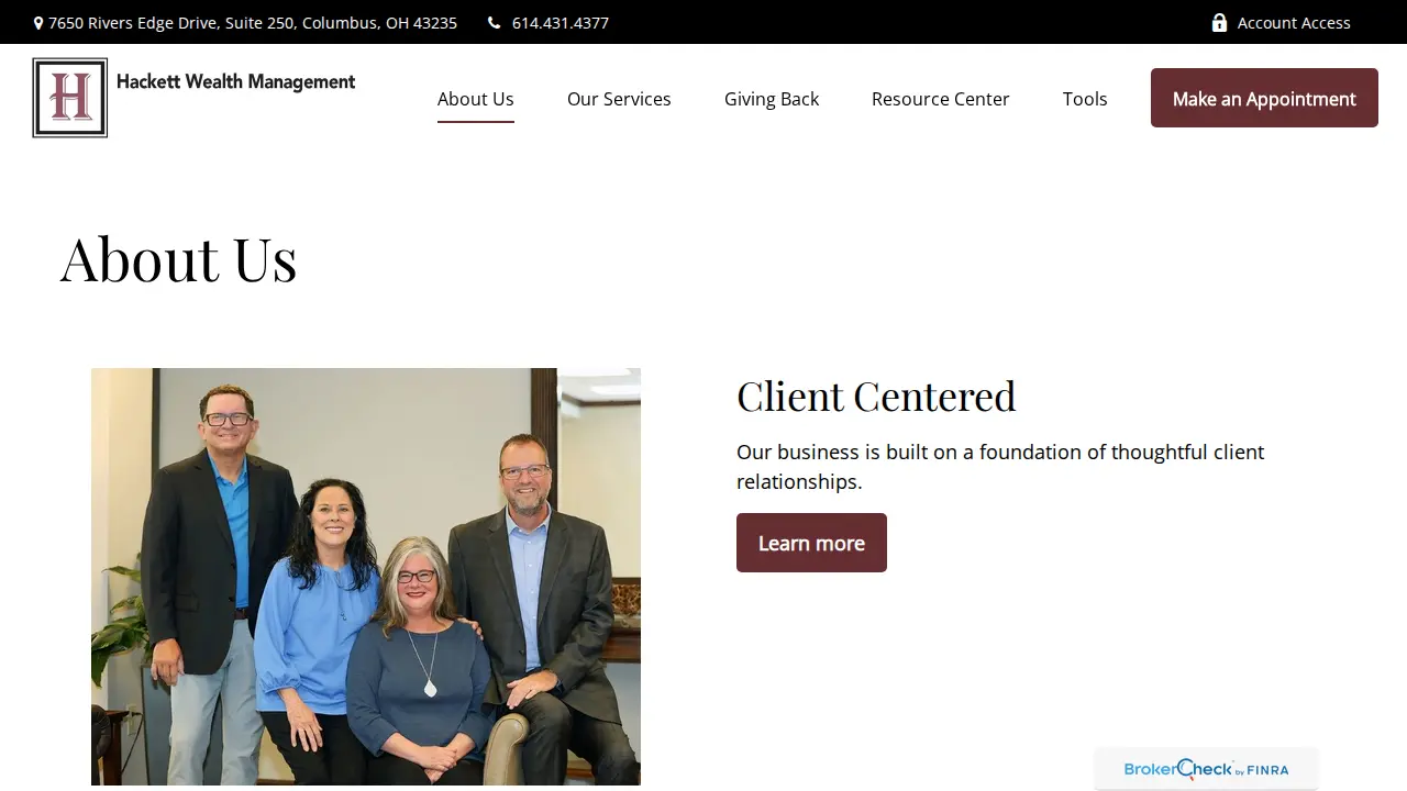 Hackett Wealth Management page