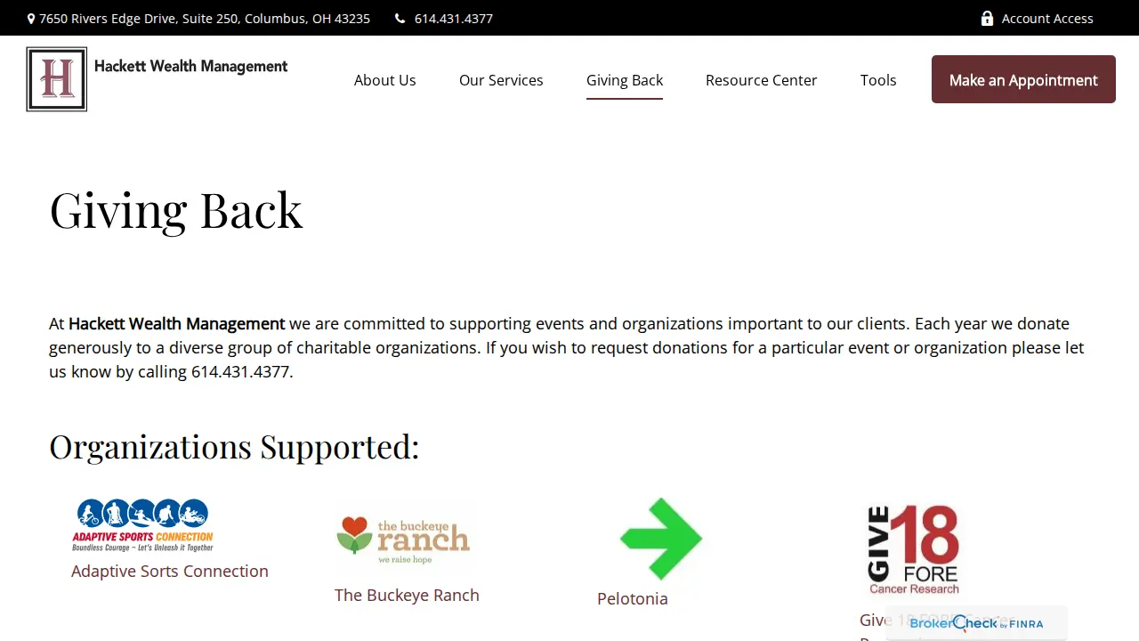 Hackett Wealth Management page
