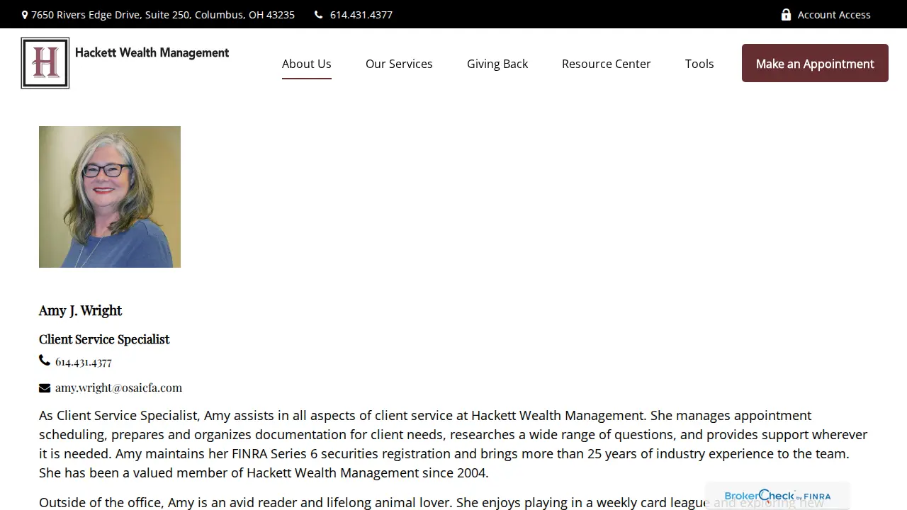 Hackett Wealth Management page