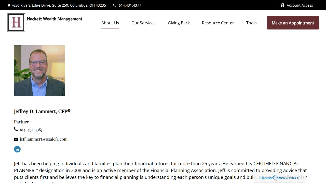 Hackett Wealth Management page