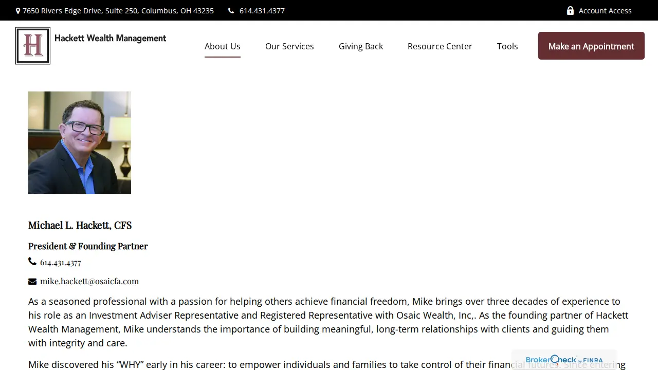 Hackett Wealth Management page