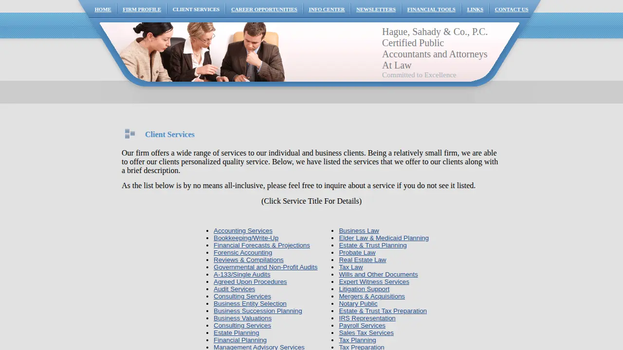 Hague Sahady & Co page
