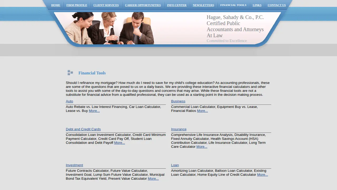 Hague Sahady & Co page
